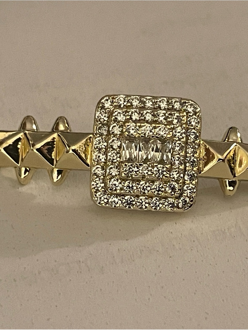 Gold Square Pavé Cubic Zirconia Statement Bracelet